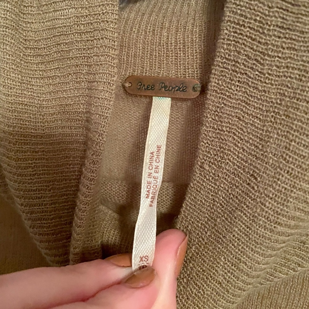 Freepeople see through army green turtleneck - XS